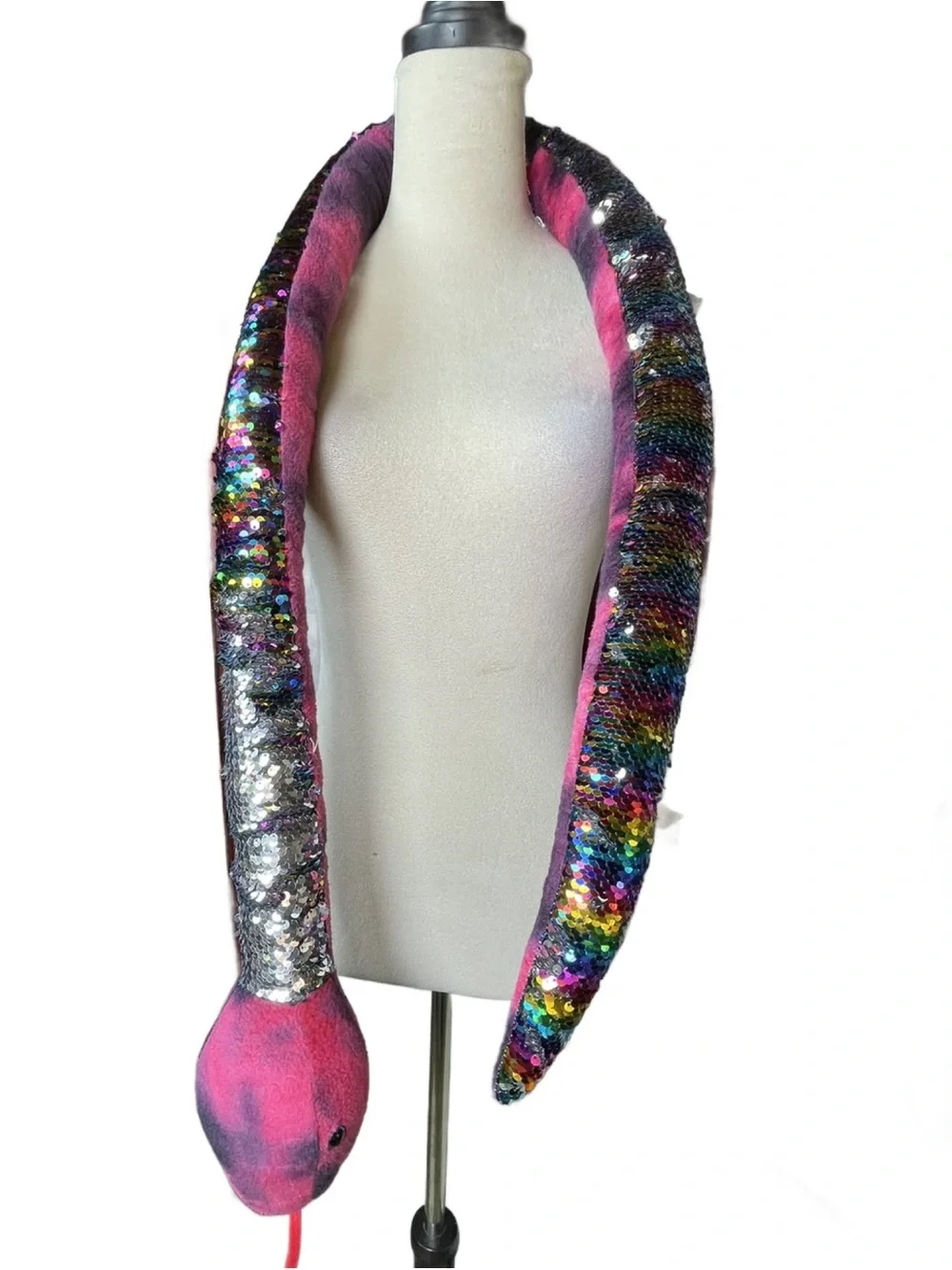 Adventure Planet Rainbow Sequin Plush Snake Toy for Kids 3+ (Approx. 5’5”)